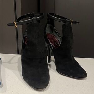 Gucci Black Suede Ankle Strap Heels